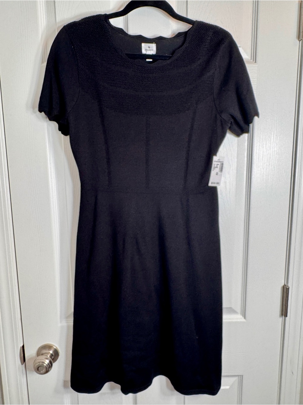 NWT Dress Barn textured knit black fit-and-flare dress. Size Medium